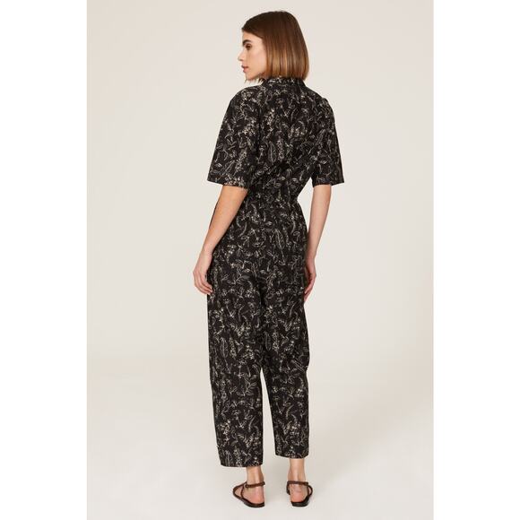 Thakoon Black Floral Printed Utility Wide Leg Jumpsuit Size L - Picture 3 of 16